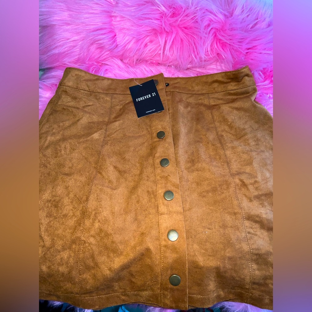 Suede brown trendy skirt